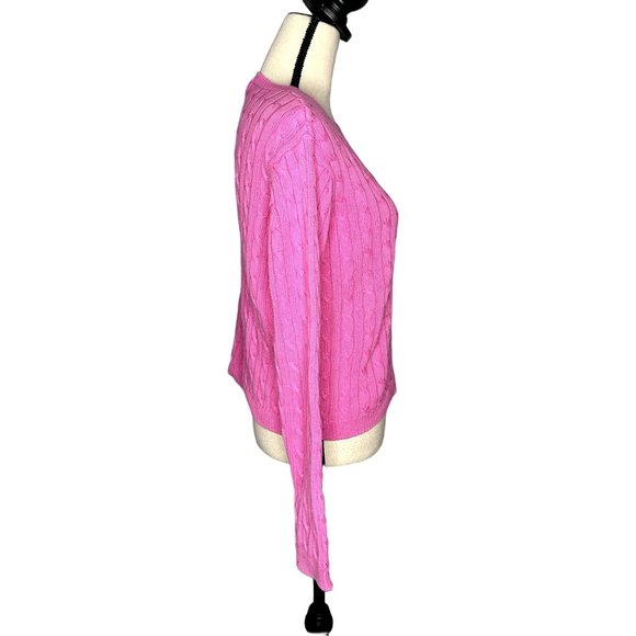 Vintage Lilly Pulitzer Pink Cable Knit Crew Neck Cotton Pullover Sweater Size 14 - Picture 3 of 8